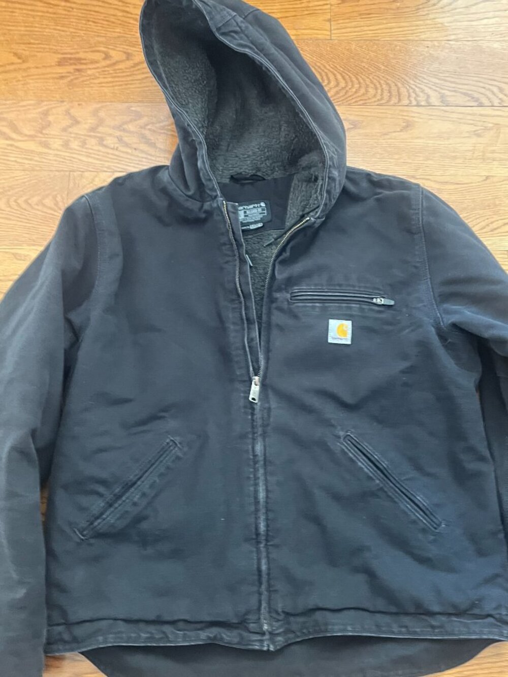 Carhartt Men's L Washed Duck Jacket Sherpa lined model 0J4392-M - Picture 3 of 10